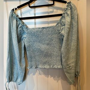 PRINCESS POLLY Ladies Women’s Size 2 Green & White Square Neck Long Slee…